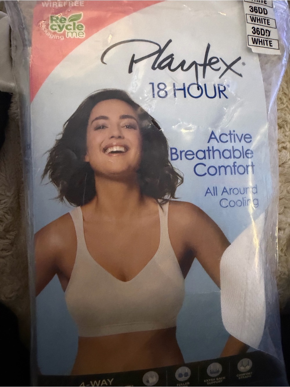 Playtex 4159 18 Hour Women’s Wireless Comfort Bra - White 36DD